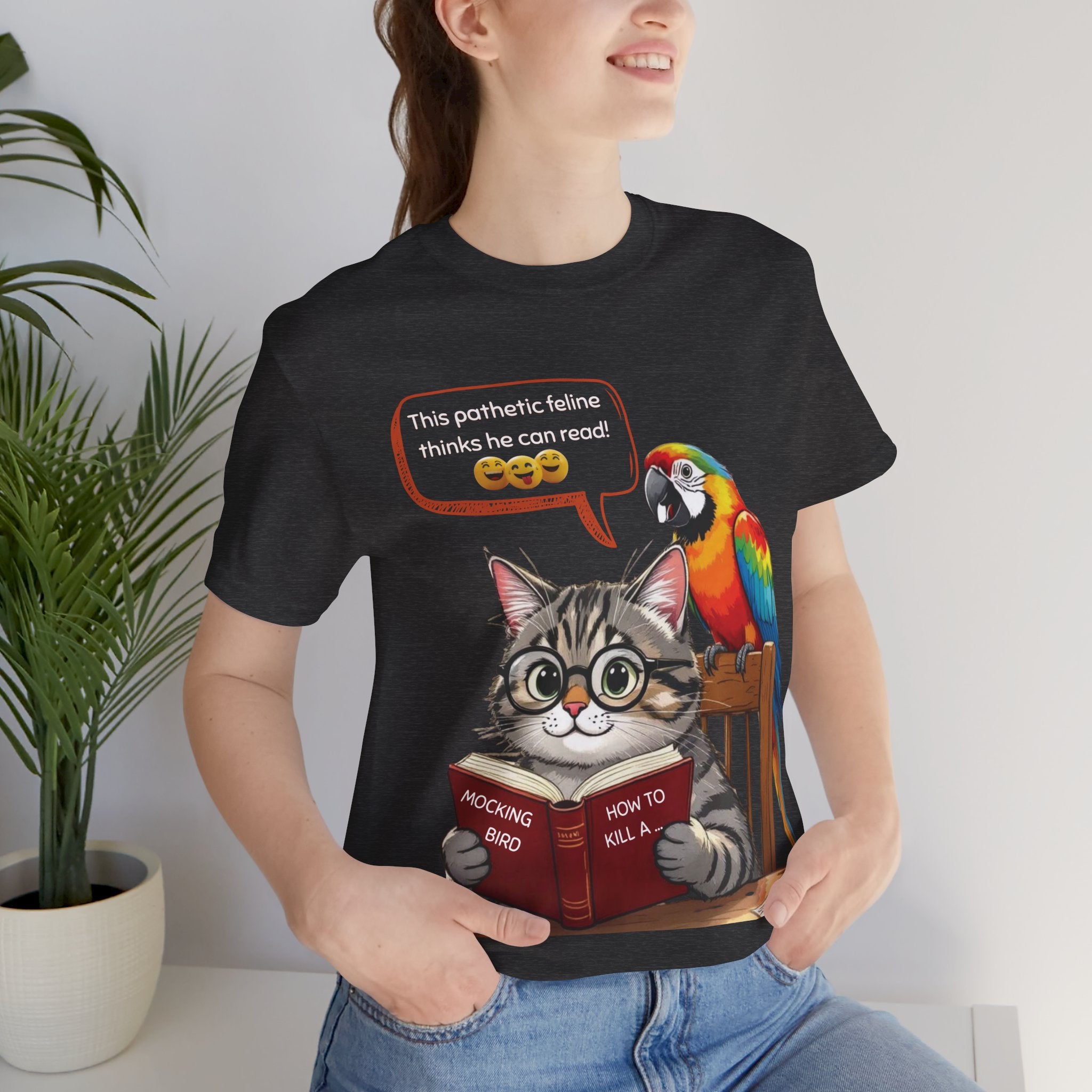 How To Kill A Mockingbird T-Shirt: Literary Mockery, Cat & Parrot