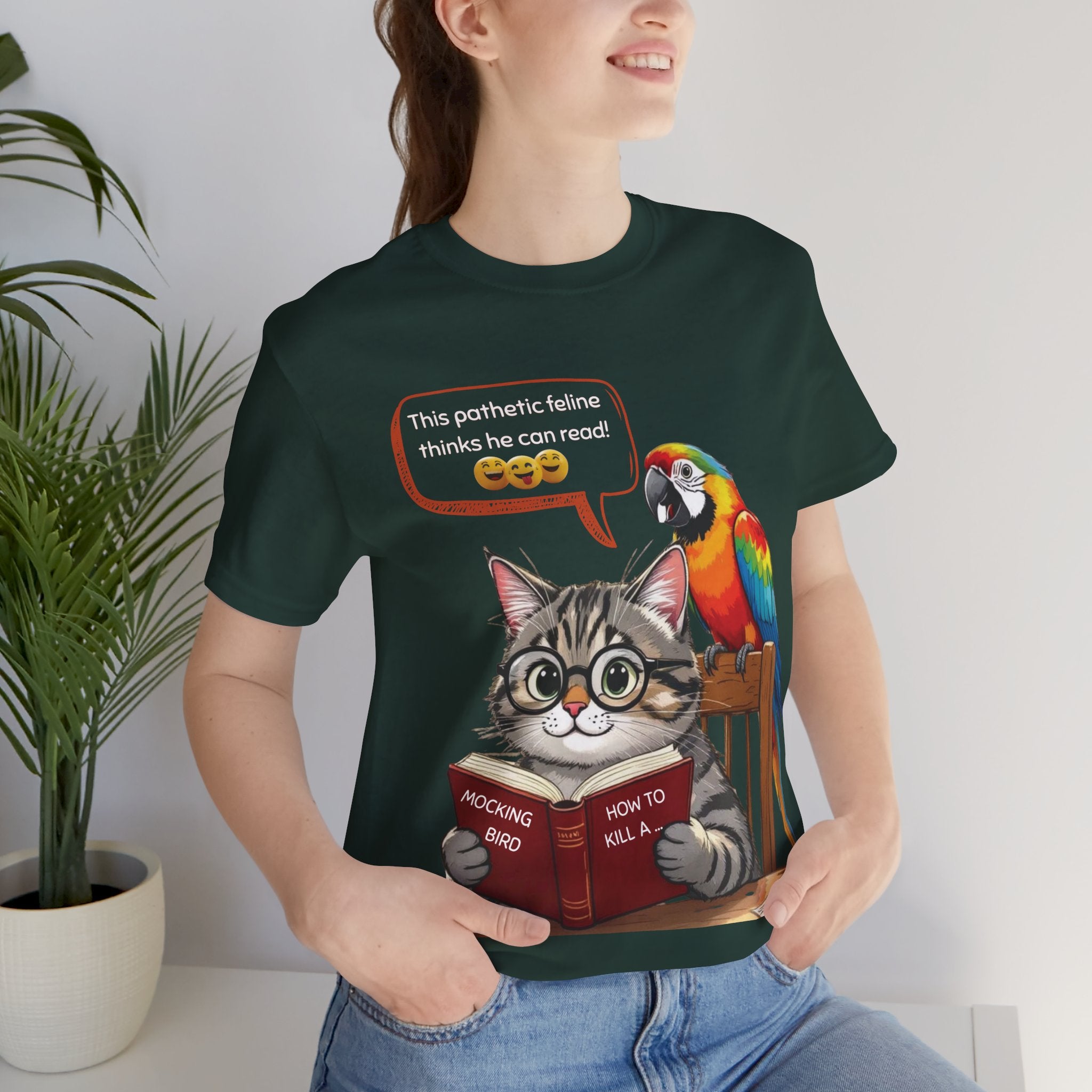 How To Kill A Mockingbird T-Shirt: Literary Mockery, Cat & Parrot