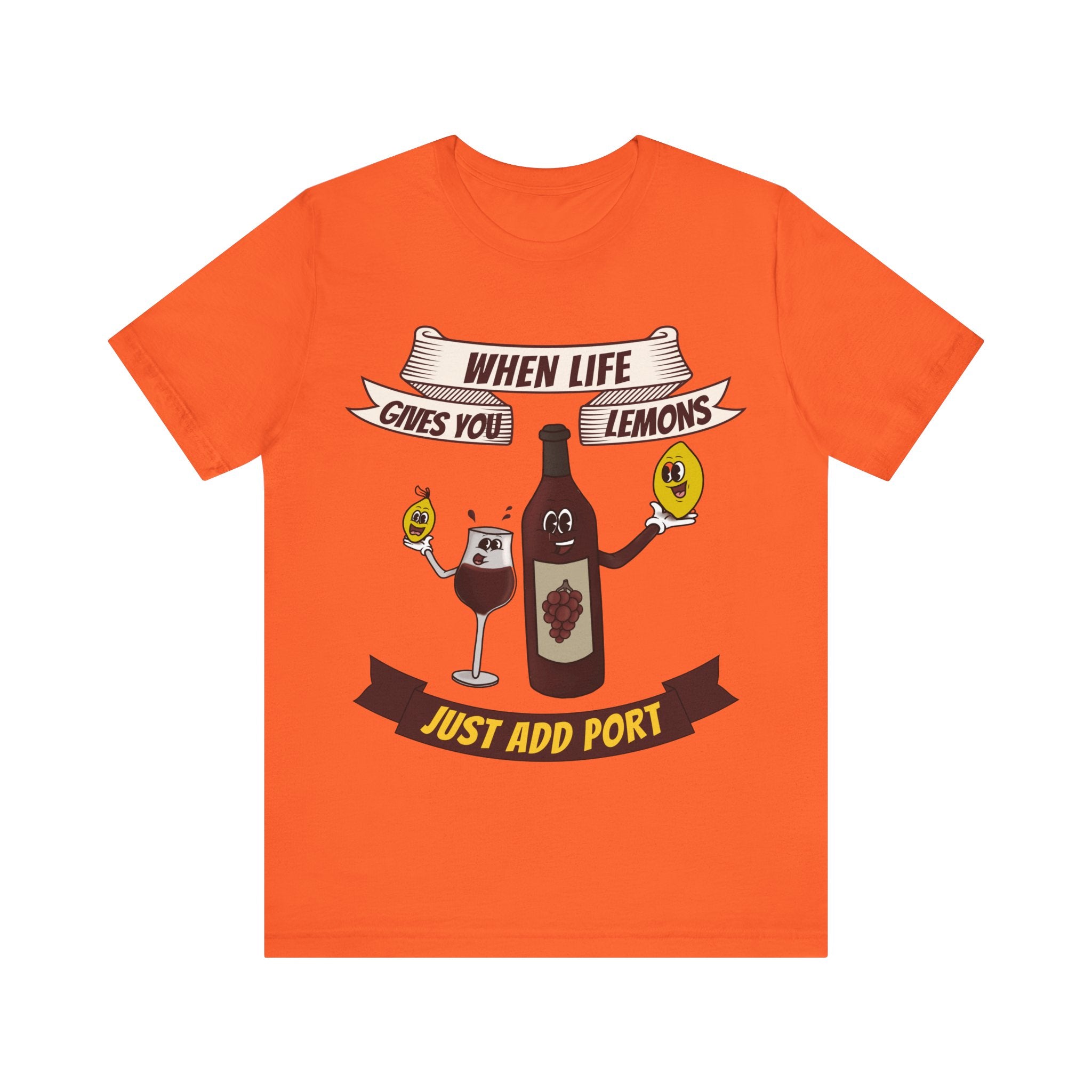 When Life Gives You Lemons, Just Add Port T-Shirt: Whimsical Wine Illustration, Humorous Beverage Concept Art