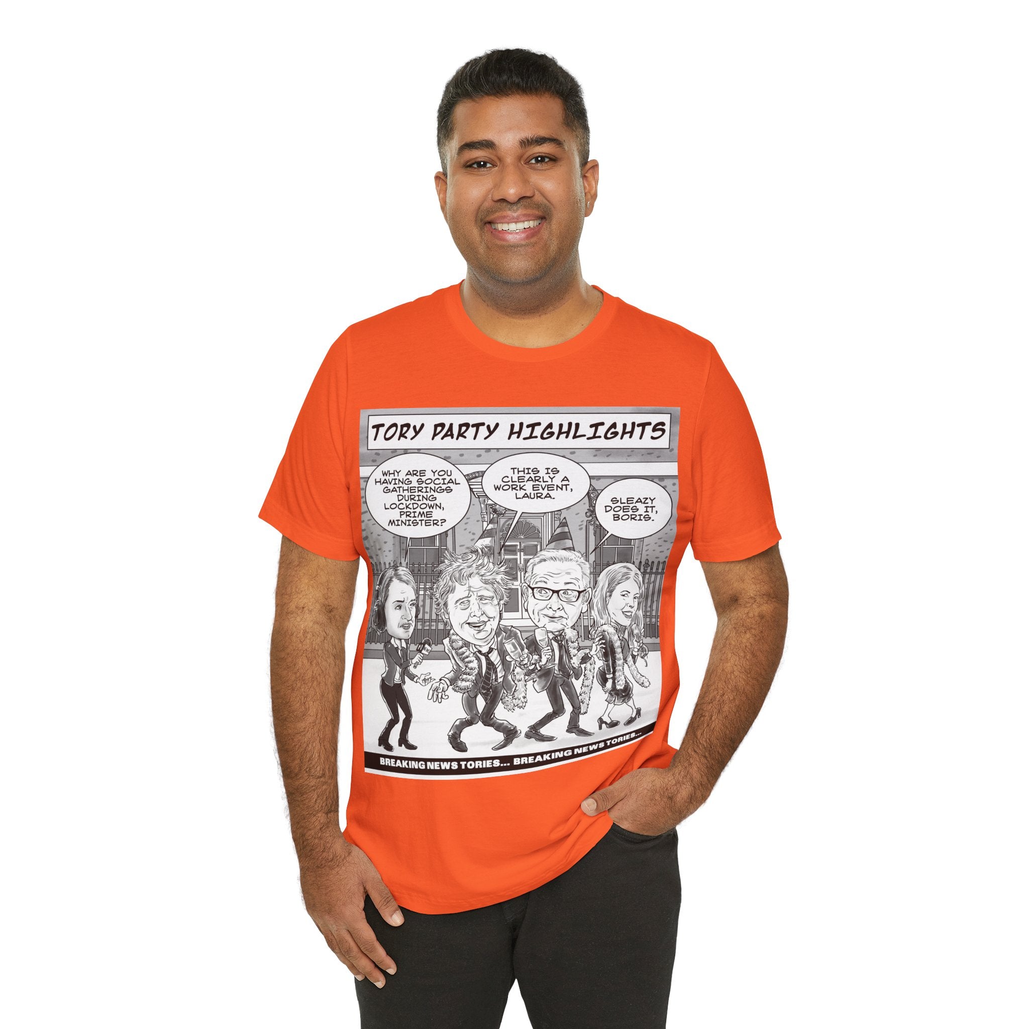 Partygate – Breaking News Tories T-Shirt: British Political Satire in Caricature