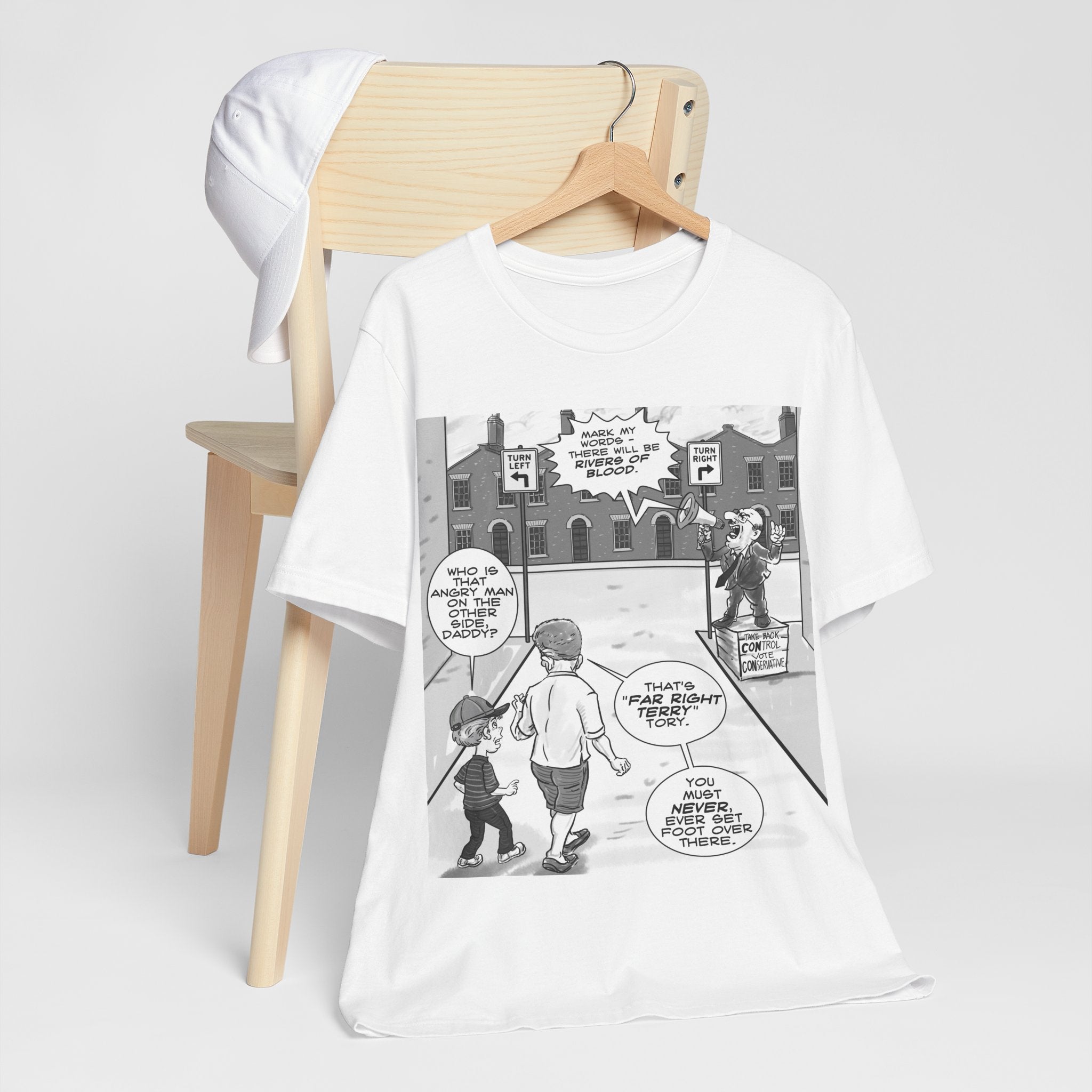 Far Right Terry Tory T-Shirt: British Politics, Satirical Commentary on Far Right Rhetoric and the Ideological Divide