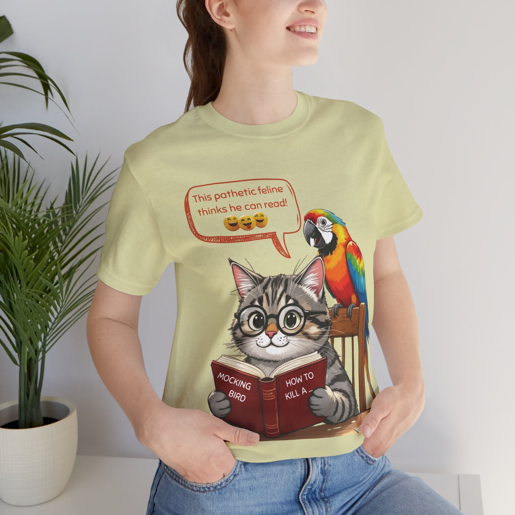 How To Kill A Mockingbird T-Shirt: Literary Mockery, Cat & Parrot