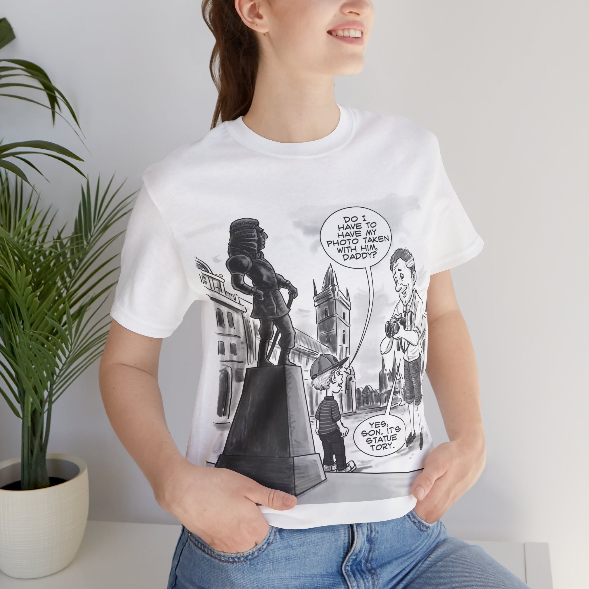 Statue Tory T-Shirt: Political Pun, Historical Monuments, British Humour