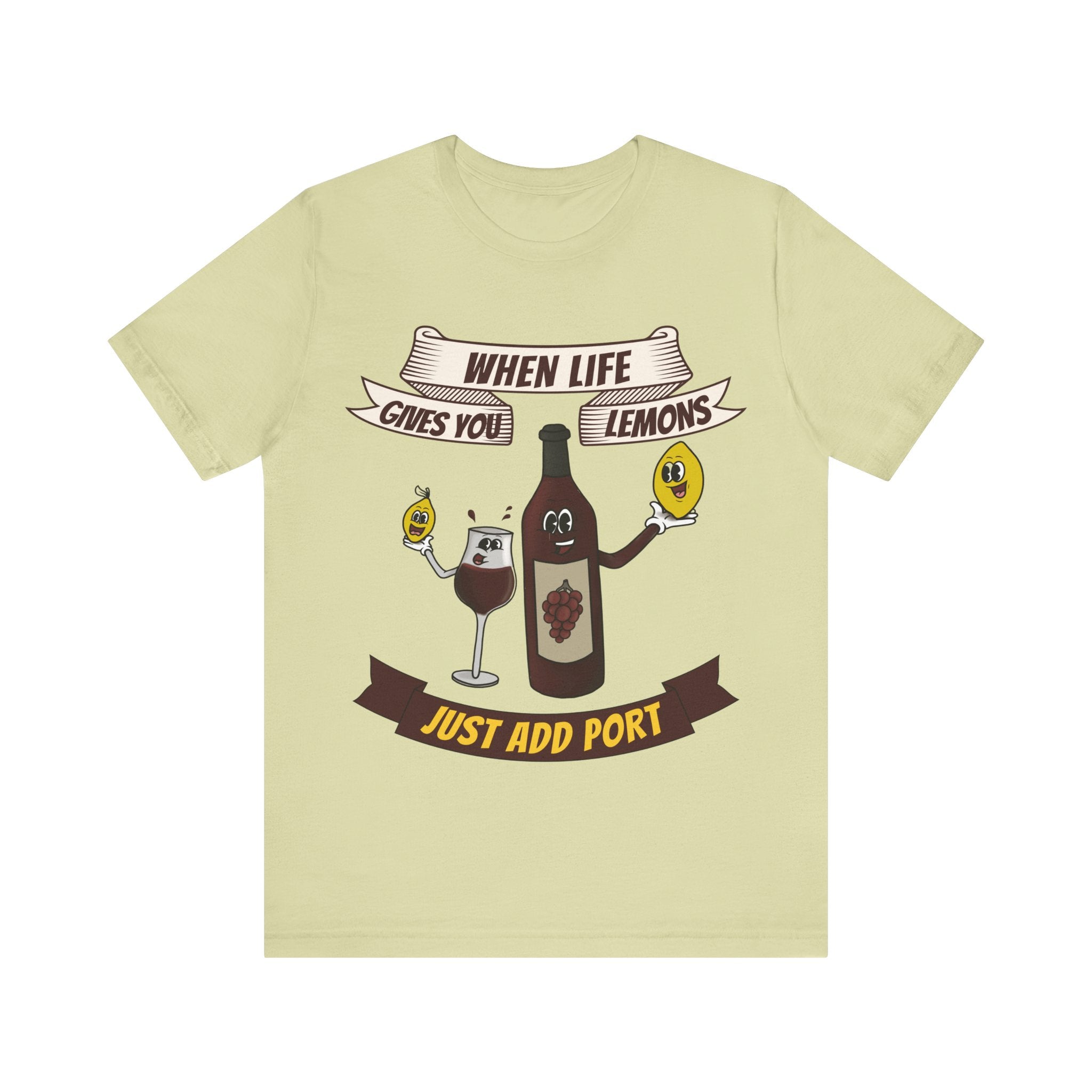 When Life Gives You Lemons, Just Add Port T-Shirt: Whimsical Wine Illustration, Humorous Beverage Concept Art