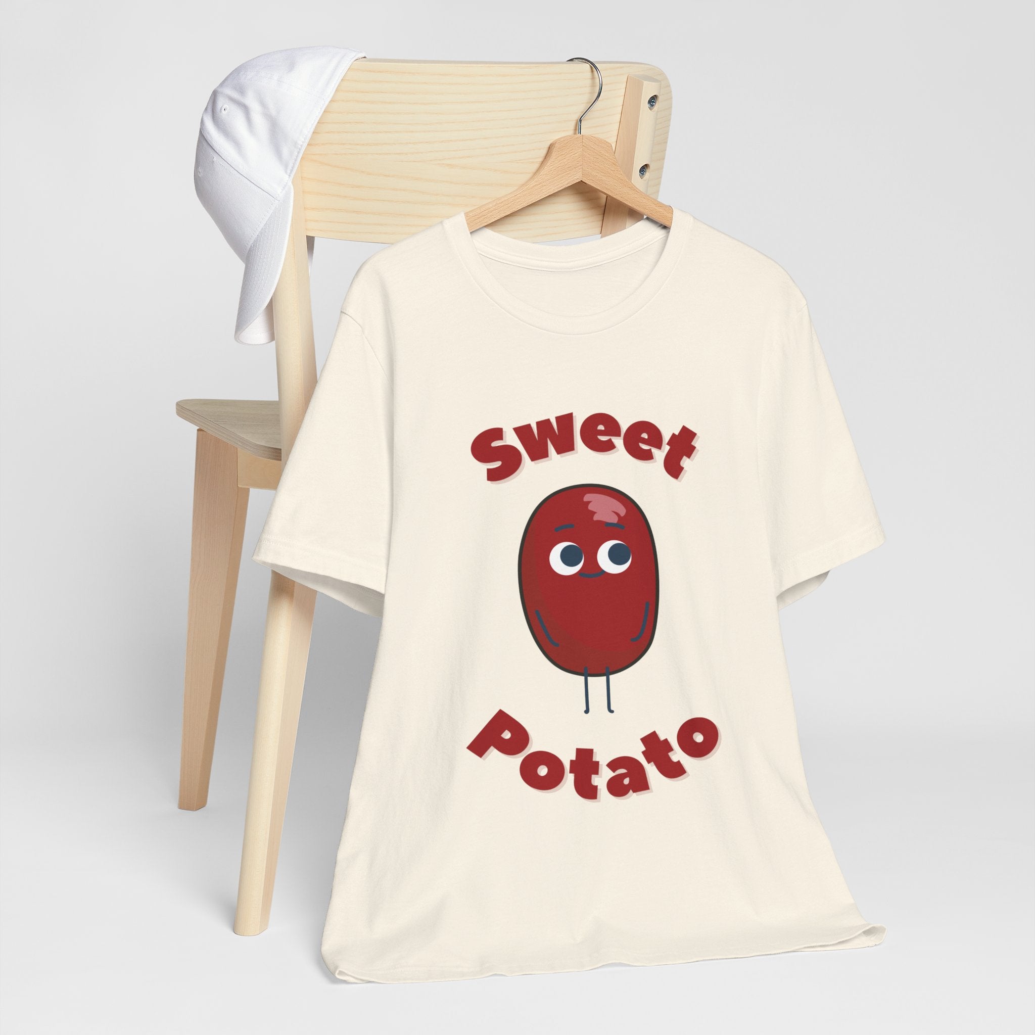 Sweet Potato T-Shirt: Cartoon Vegetable Character, Whimsical Food Illustration