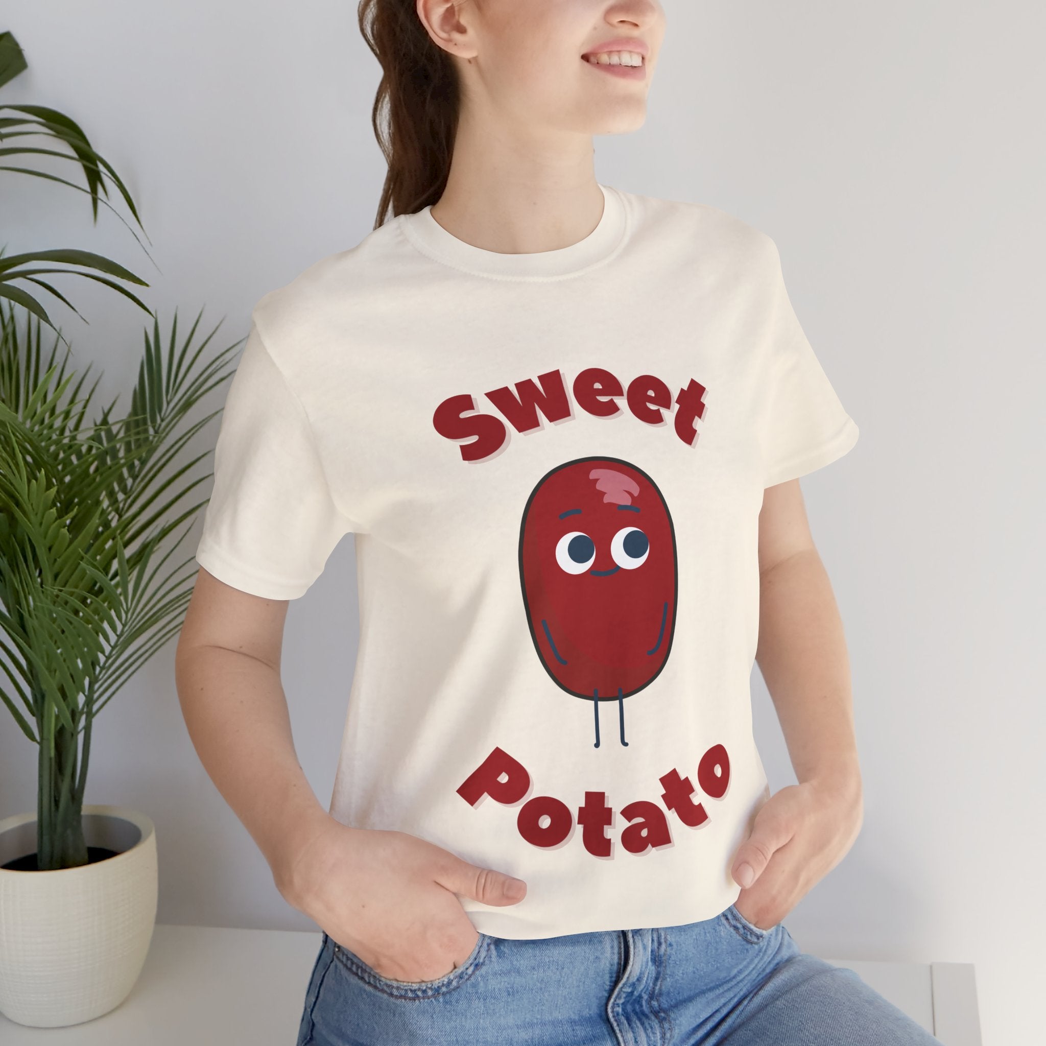 Sweet Potato T-Shirt: Cartoon Vegetable Character, Whimsical Food Illustration