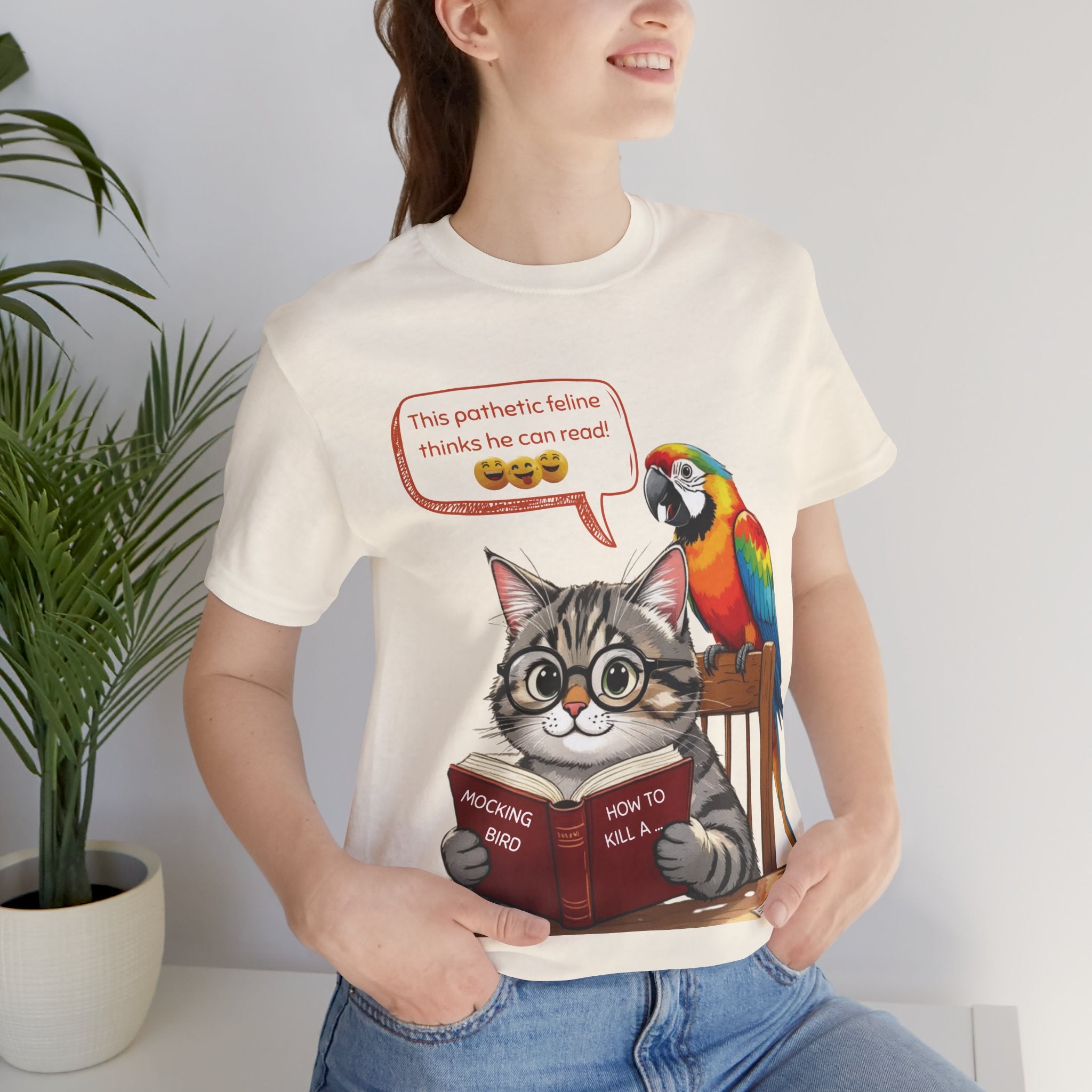 How To Kill A Mockingbird T-Shirt: Literary Mockery, Cat & Parrot