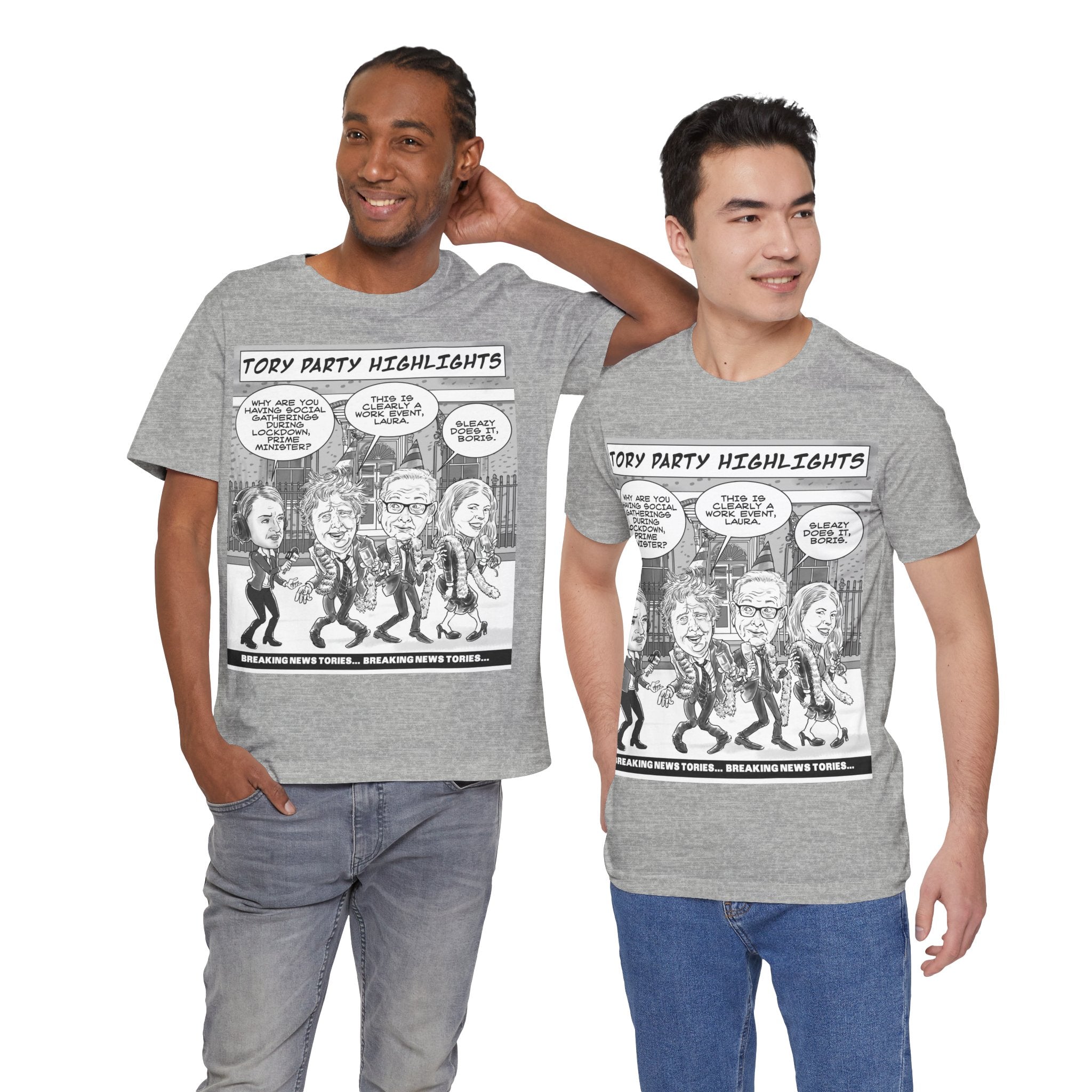 Partygate – Breaking News Tories T-Shirt: British Political Satire in Caricature