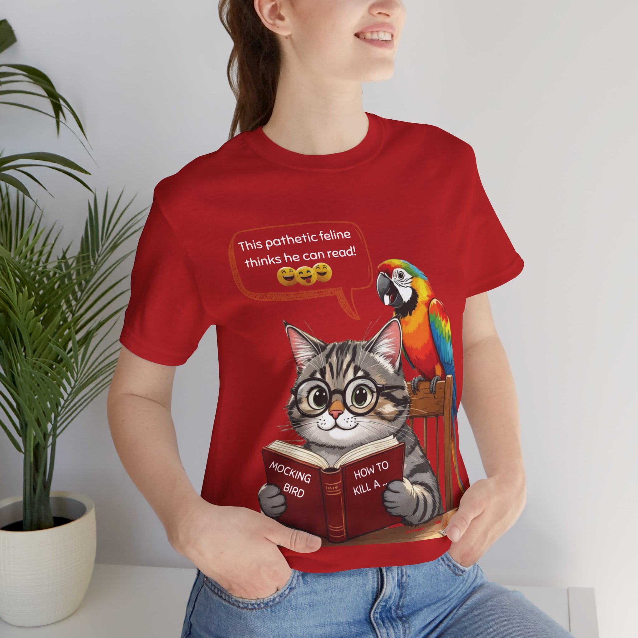 How To Kill A Mockingbird T-Shirt: Literary Mockery, Cat & Parrot