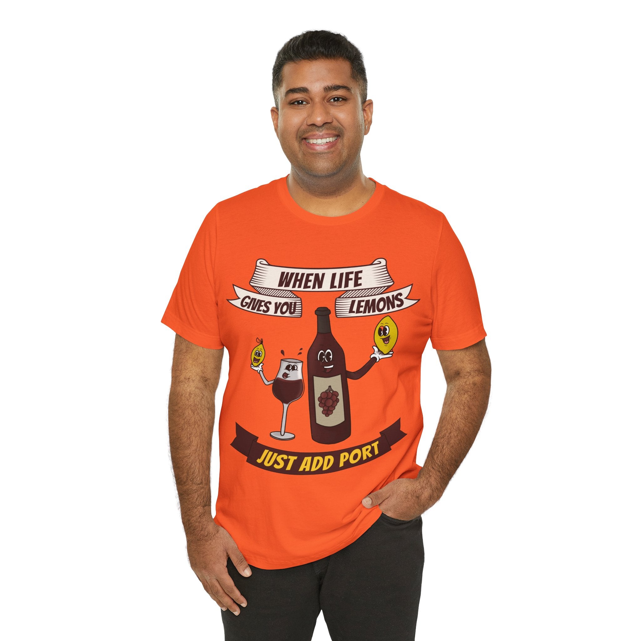 When Life Gives You Lemons, Just Add Port T-Shirt: Whimsical Wine Illustration, Humorous Beverage Concept Art