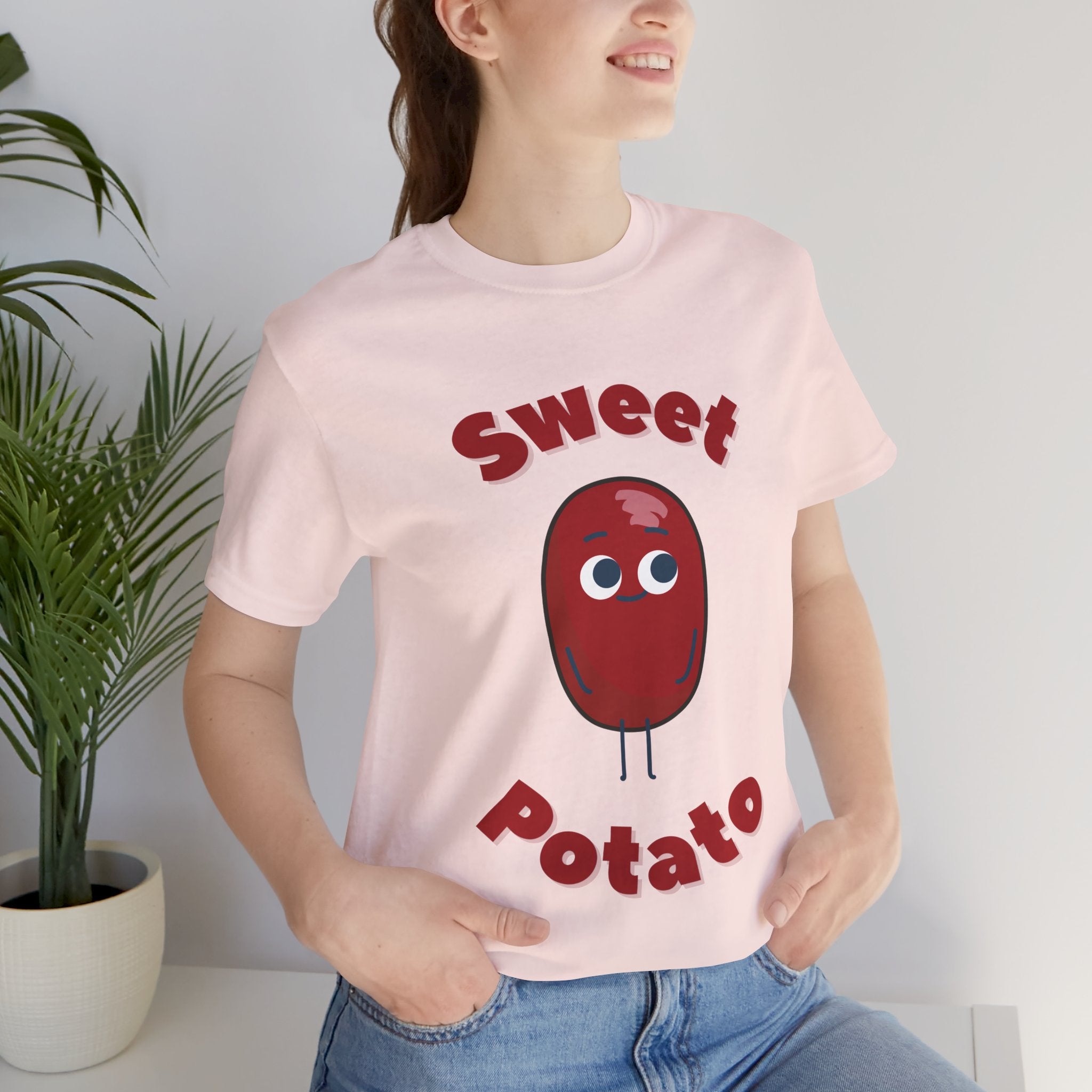 Sweet Potato T-Shirt: Cartoon Vegetable Character, Whimsical Food Illustration