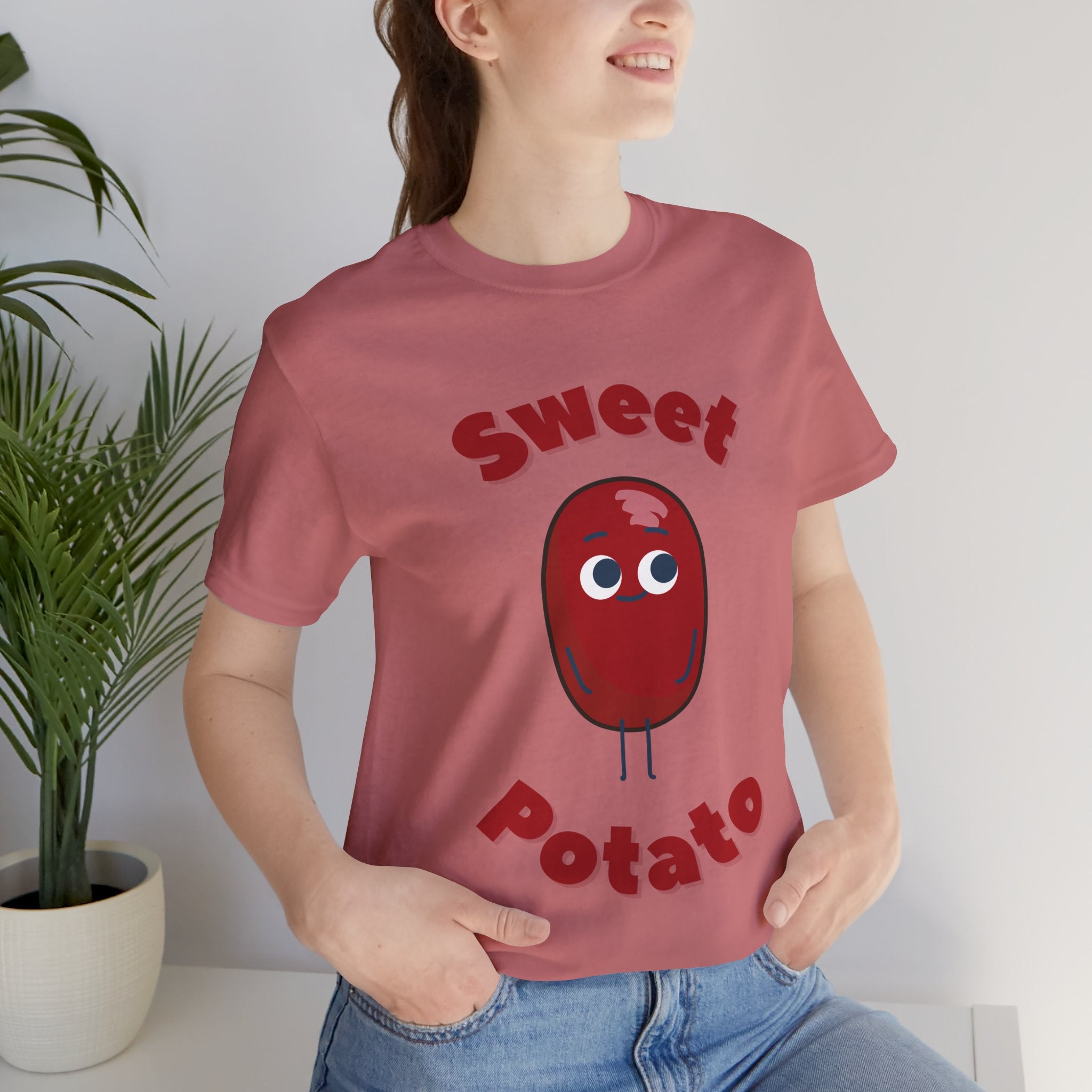 Sweet Potato T-Shirt: Cartoon Vegetable Character, Whimsical Food Illustration