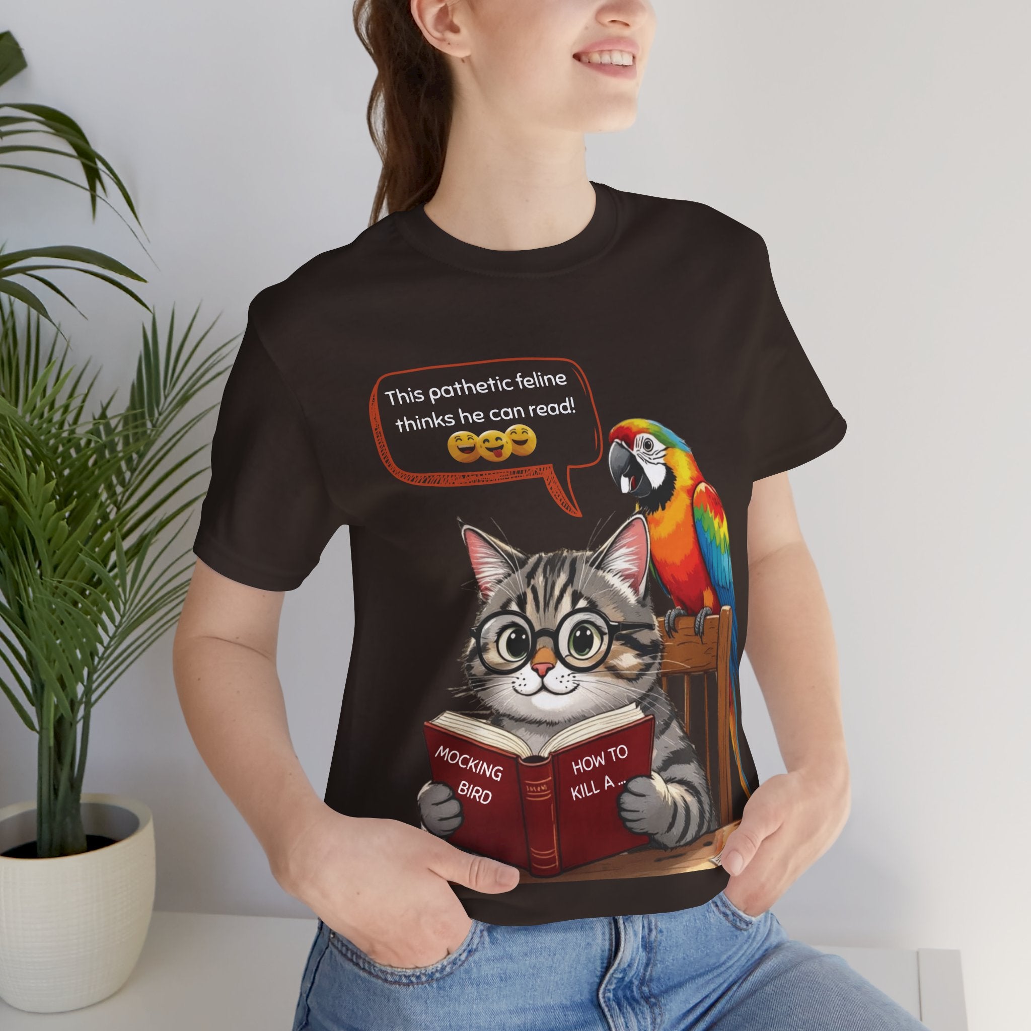 How To Kill A Mockingbird T-Shirt: Literary Mockery, Cat & Parrot