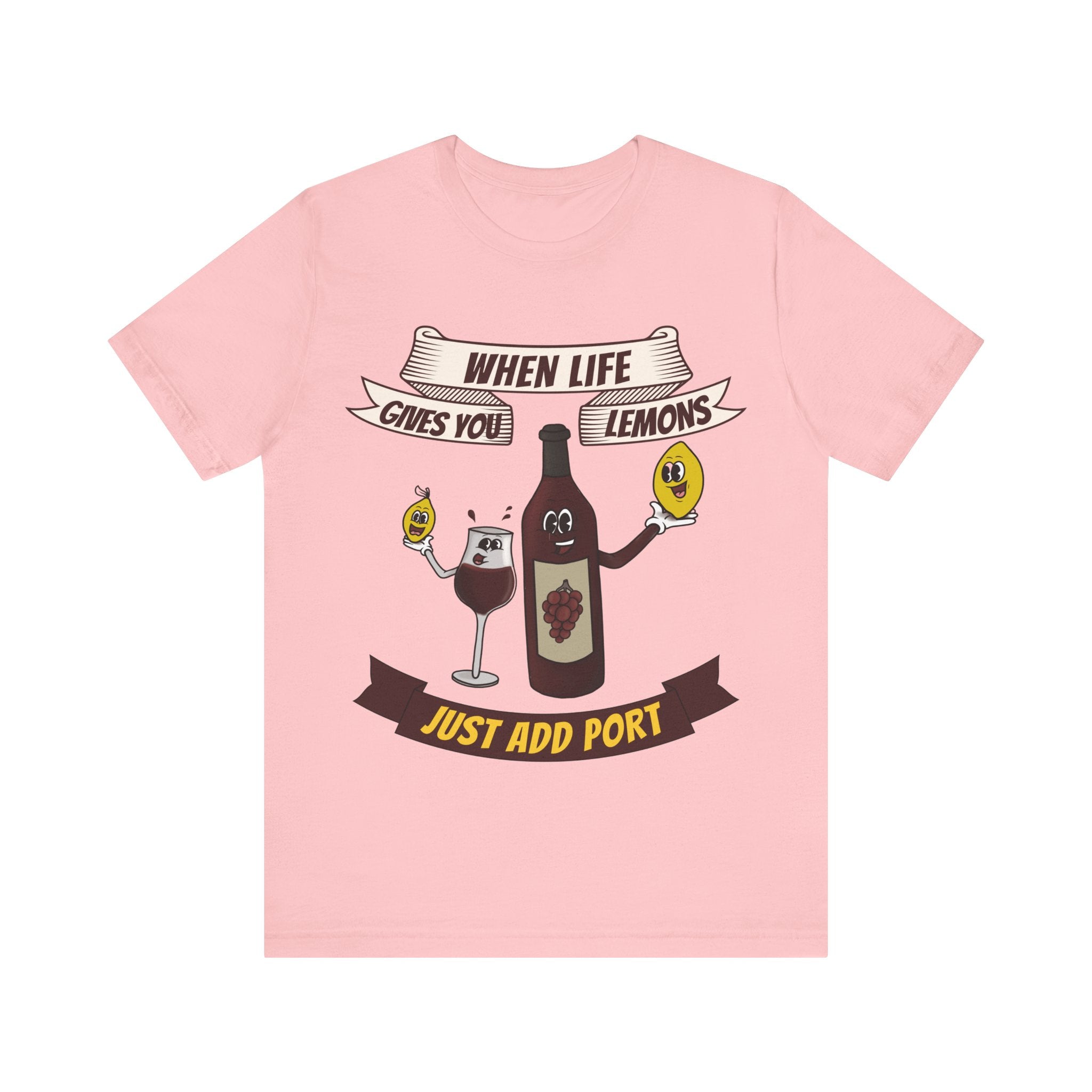 When Life Gives You Lemons, Just Add Port T-Shirt: Whimsical Wine Illustration, Humorous Beverage Concept Art