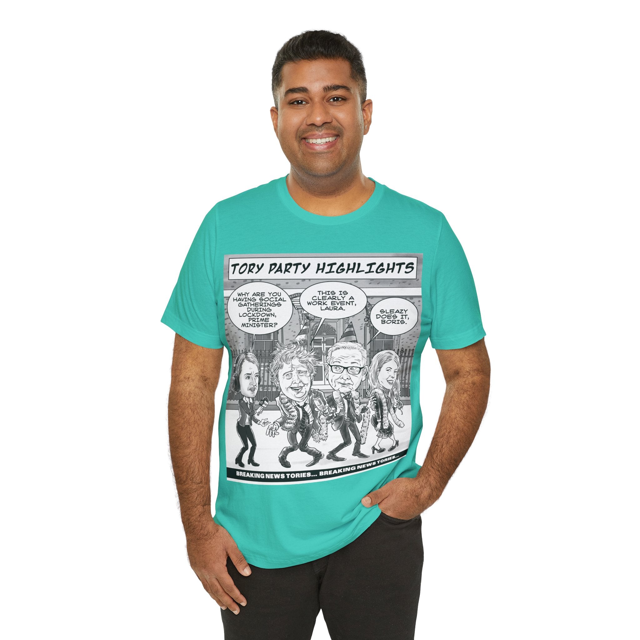 Partygate – Breaking News Tories T-Shirt: British Political Satire in Caricature
