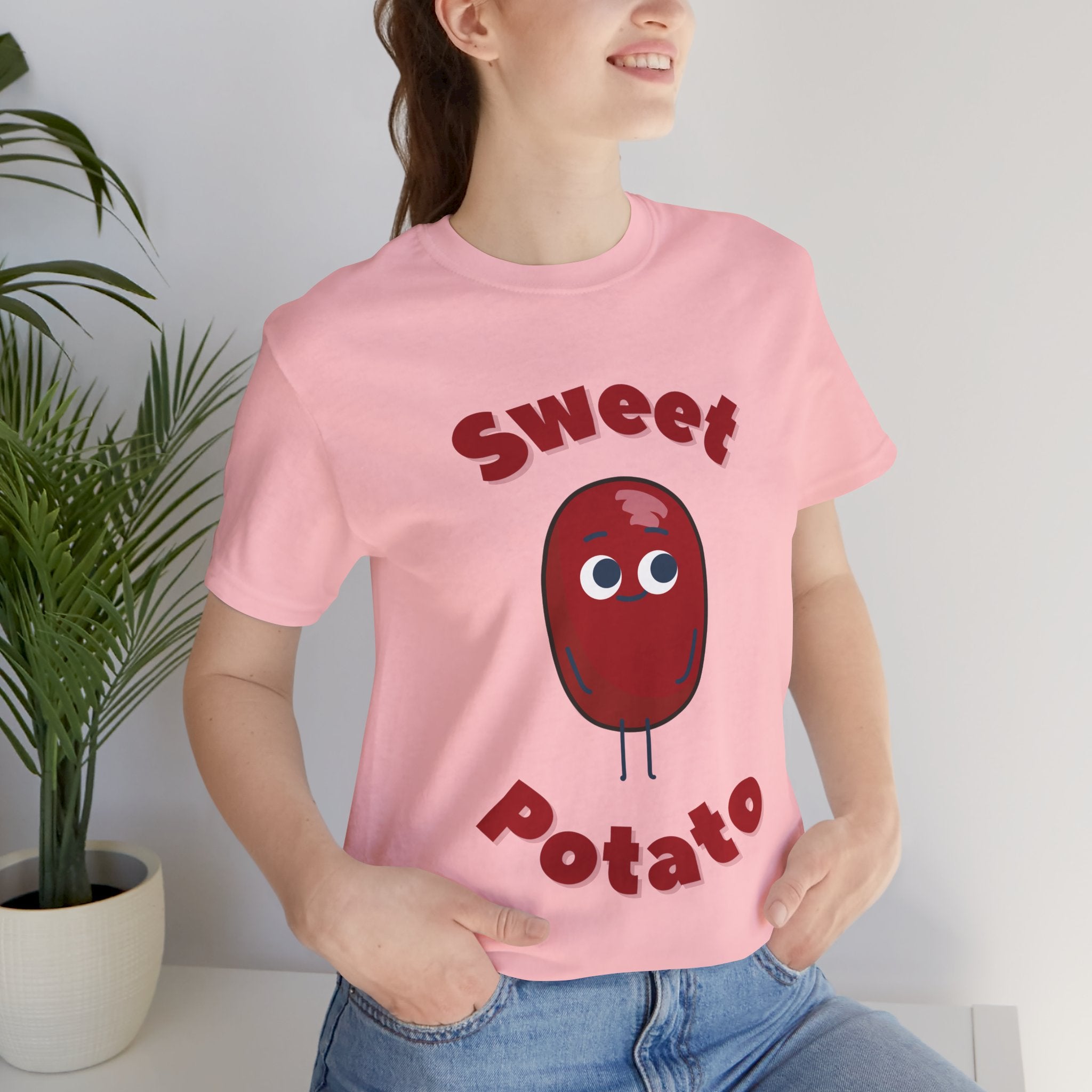 Sweet Potato T-Shirt: Cartoon Vegetable Character, Whimsical Food Illustration
