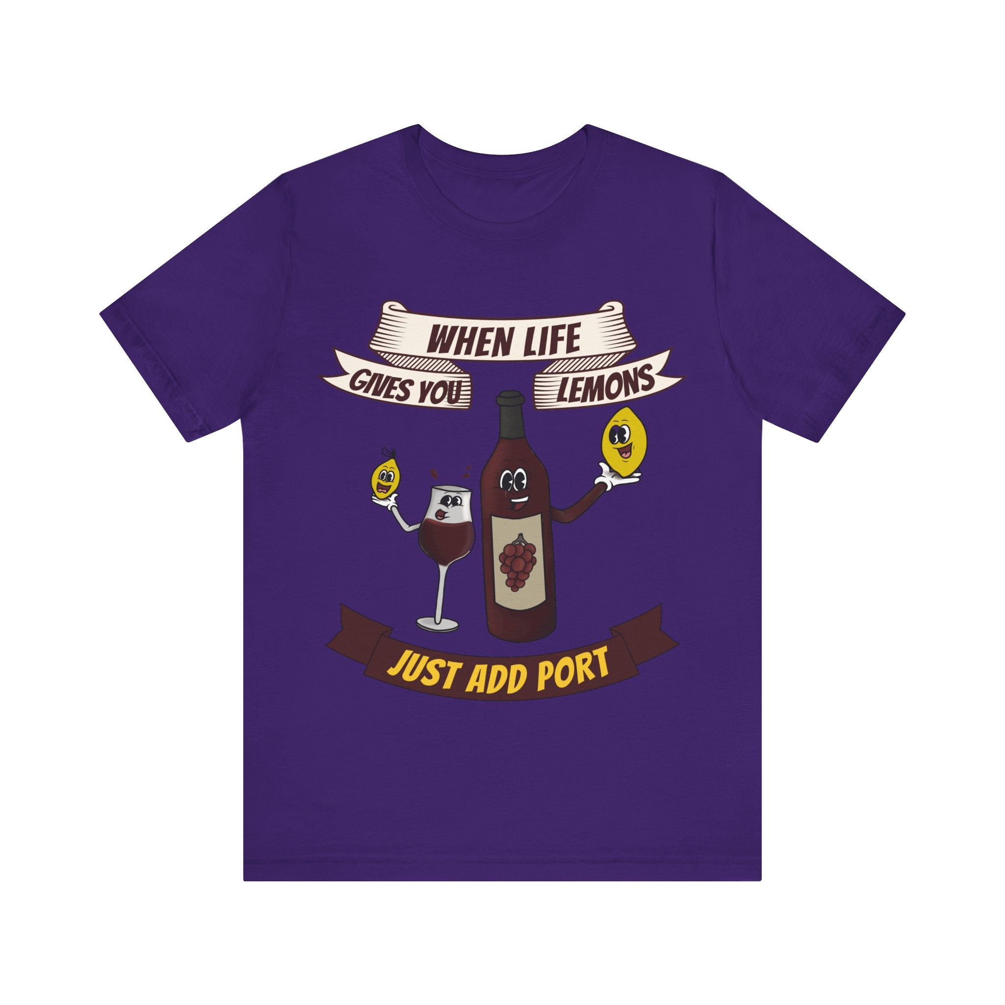 When Life Gives You Lemons, Just Add Port T-Shirt: Whimsical Wine Illustration, Humorous Beverage Concept Art